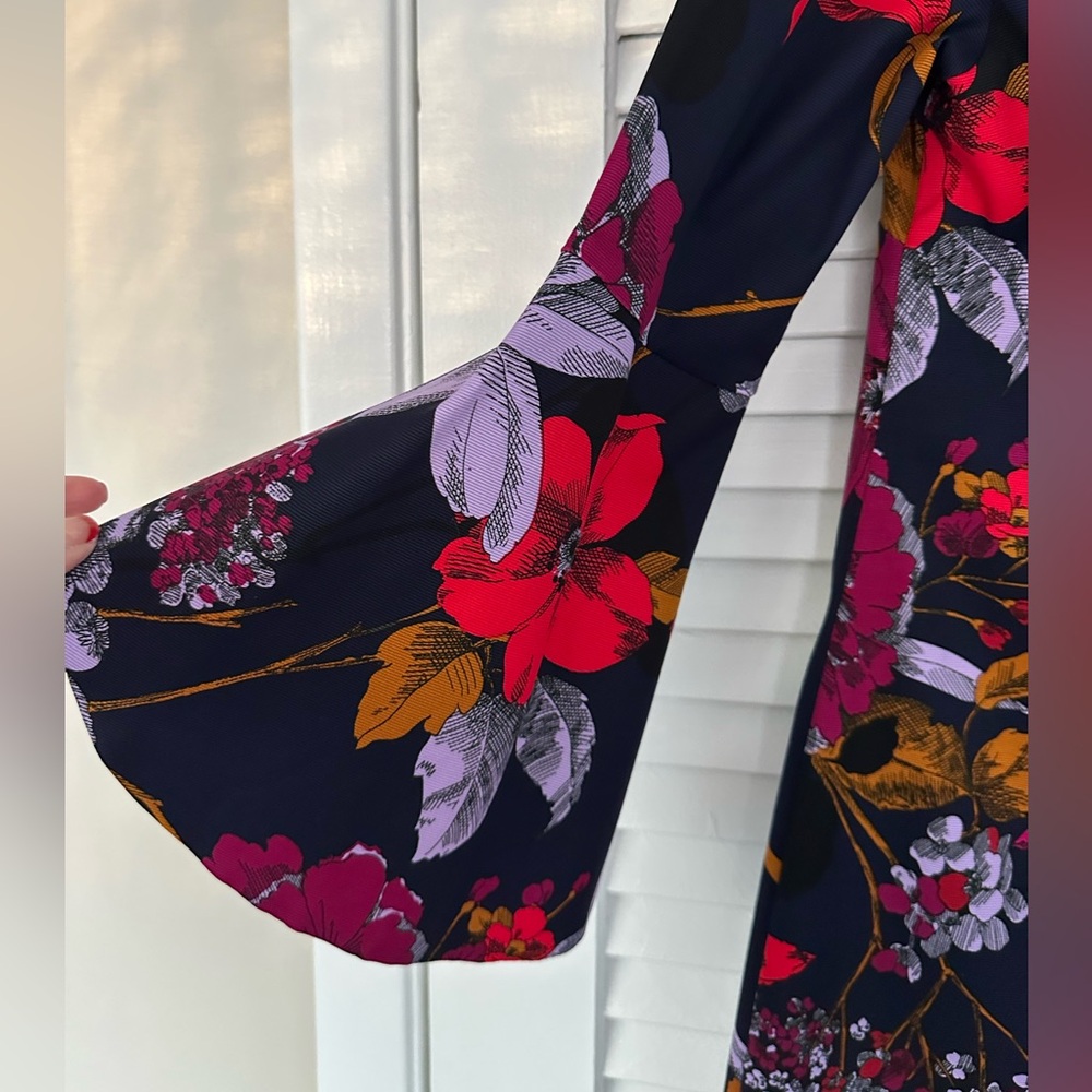 Trina Turk Multicolor Floral Long Sleeve Cocktail Dress - Picture 6 of 10